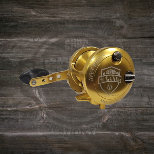 Carrete de pesca - Modelo HXJ 5/2 MC - Mano derecha (Oro)