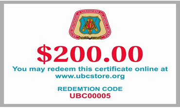$200.00 UBC Gift Certificate